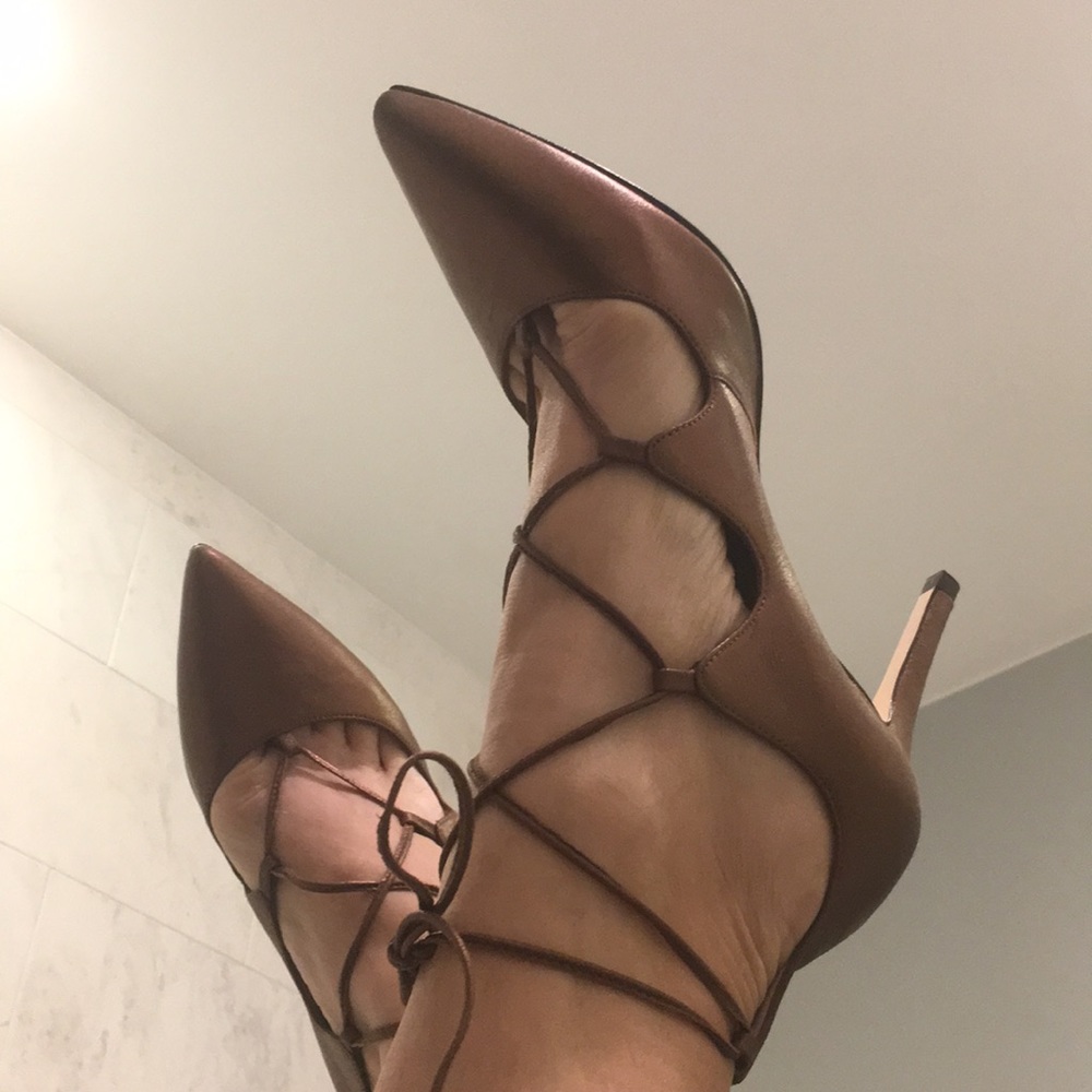 Karen Millen Bronze Sexy Leather Shoes - NWT sz 39